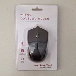 Packard Bell Wired Optical Mouse PBWM1206BK Ergonomic USB 2.0